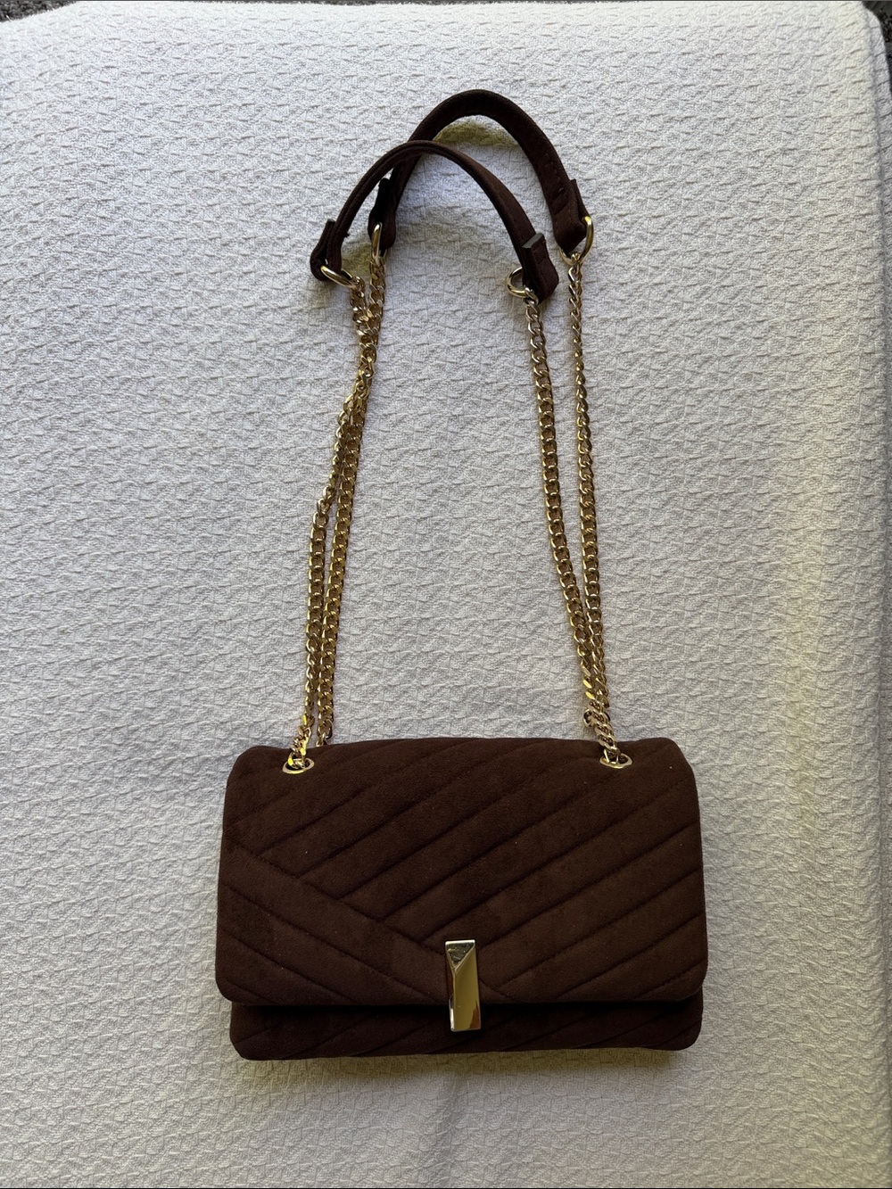 Brown Quilted Chain-Handle Shoulder Bag